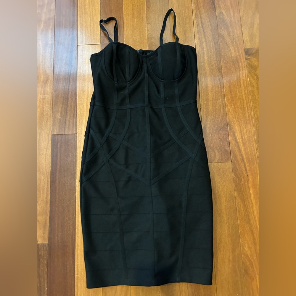 Haute Monde Black Bandage Style Corset bodycon Strapless Dress
